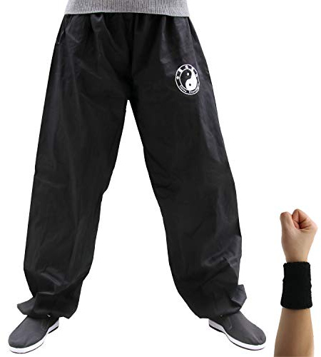 Dee Plus Tai Chi Trainingshose | Damen und Herren Kung Fu Uniformen Kampfsport | Qigong Wing Chun Shaolin Weite Beine Knickerbocker Kleidung -Baumwolle (3XL)
