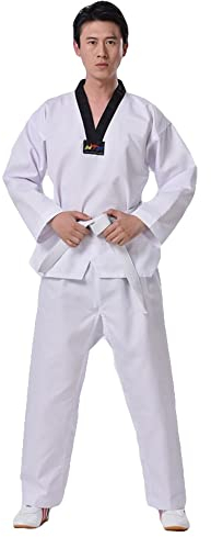 G-LIKE Taekwondo Anzug Uniform Outfit - Kampfsport Judo Gi Aikido Keikogi Karate Kung Fu Training Wettkampf Kleidung Jacke Hose Set Freier Gürtel für Männer Frauen Kinder (130 cm)
