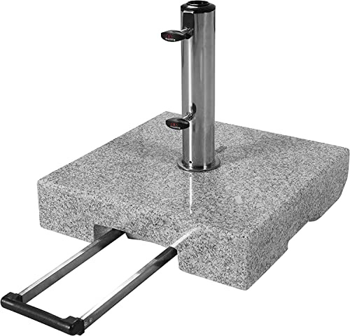 Doppler Trolley Granitsockel 45 kg, mit Rollen & Auszieh-Griff, 45x45x9 cm | Schirmständer aus poliertem Granit & Edelstahlrohr, max. 250cm Schirmdurchmesser & 3,2-6,0cm Rohrdurchmesser