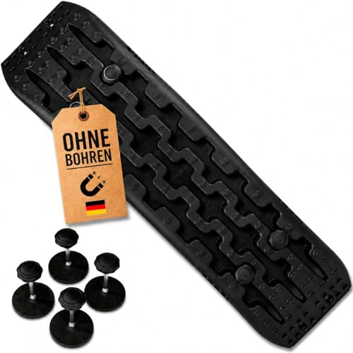 Campnetic Sandboards mit magnetischer Halterung - Sandbleche Offroad - Kein Bohren, einfaches Anbringen - Camper Zubehör - Offroad Zubehör - Anfahrhilfe Schnee - Anfahrhilfe Wohnmobil (schwarz)