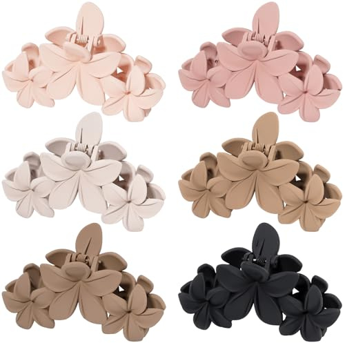 Lolalet 6 Stück Große Blumen Haarklammer, 11cm Haarspangen für dickes Haar Rutschfestes Haar Jaw Clips Flower Haarstyling-Zubehör für Frauen Mädchen -Blumen