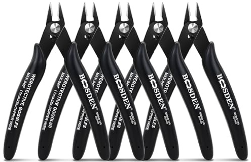 BOOSDEN Seitenschneider, 5 Pack, 127mm, Elektronik-Seitenschneider, Mini | Schneidezange für Schmuckbasteln, Handwerk, Modellbau, Kabelbinder, Feinschneidzangen, Elektronik und Kupferdraht