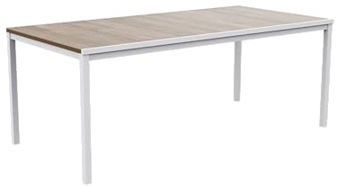 Keter Avon - Rechteckiger Esstisch für den Außenbereich, Garten, Terrasse, 200 x 95 x 75 cm, 8 Personen, Eschenholzdesign mit weißem Gestell, Polypropylen, uv-beständig und wetterfest