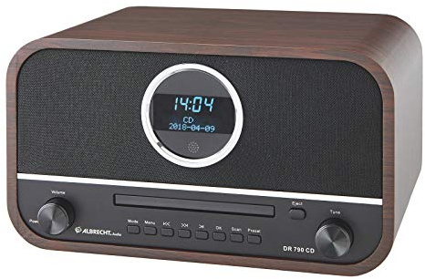 Albrecht DR 790 CD Digital-Radio DAB+ & UKW, multifunktional, CD-Player, Fernbedienung, Streaming & USB, Küchen-Radio, Holzgehäuse dunkelbraun