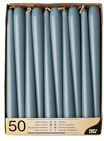 PAPSTAR 50 Leuchterkerzen Ø 2,2 cm · 25 cm arktikblau, Blau