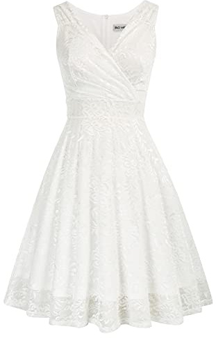 GRACE KARIN Damen Spitzen Rockabilly Kleid Knielang Retro Vintage Kleider