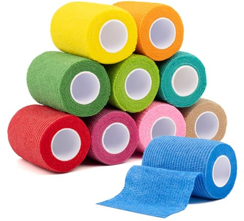 Carehabi 10 Rollen Selbstklebender Verband, 7.5cm x 4.5m Haustier Bandages, Selbsthaftende Elastische Haftbandage für Handgelenk, Knöchel, Finger, Knie