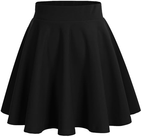 DRESSTELLS Rock Damen Schwarz Kurz Skater Rock A-Linie Hohe Taille Minirock Silvesteroutfit Anime Faltenrock Karneval Tennis Rock Black L