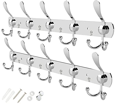Kleiderhaken wand - Garderobenleiste Edelstahl (2 Stuck), Garderobenhaken Schwere, Garderobe Wandhaken, Wandgarderobe, Hakenleiste