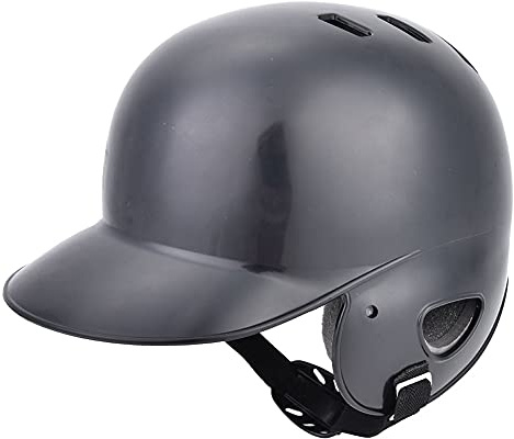 Baseball-Schlaghelm, Atmungsaktiver Schaumstoff-Innen-Softball-Helm mit Riemen, Druckfeste, Leichte Sportschutzausrüstung für Erwachsene, Kinder, Teenager, Sporthelm (BLACK)