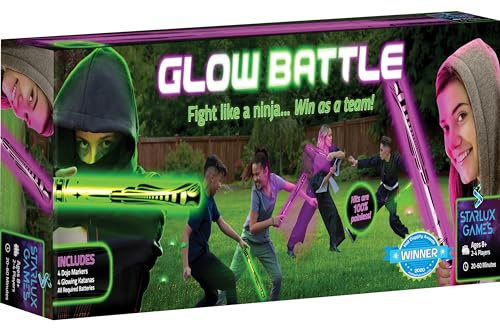 Starlux Games Glowing Ninja Schwerter Set ab 8 Jahre (4 Katanas) - Kinder Lichtschwerter Kids Glowingtoys - Ninja Schwert Spielzeug Lightsaber - Geschenke für Kindergeburtstag an Kinder & Jugendliche