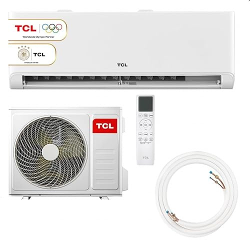 TCL Split Klimaanlage 9000 BTU (2,6 kW) Modell: BreezeIN mit Sprachsteuerung, WIFI für Räume bis 26m² 4 in 1: Heizen, Kühlen, Entfeuchten, Ventilieren inkl. 8°C Frostschutzmodus, Eco- & Turbomodus