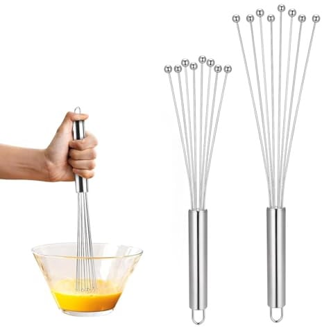 2 Stück Rührblitz, Edelstahl Kugeln, Schneebesen Set, Edelstahl-Schneebesen mit Kugeln, Kochen, Mischen, Schlagen, Rühren