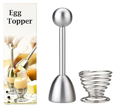 Pretop Eierköpfer + einem Eierbecher | Eieröffner Eier Cutter Cracker Edelstahl 14 cm