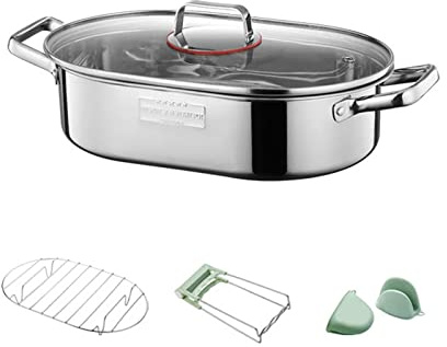 Multifunktionaler ovaler Fischtopf aus Edelstahl zum Dämpfen von Fisch, Suppentopf zum Kochen, Suppe, Fischtopf zum Kochen, Edelstahl