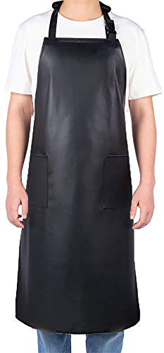 Homsolver Industrielle Vinyl Wasserdichte Apron Ultra Leichte Industrie Apron, Schwarz, Unisex-Erwachsene