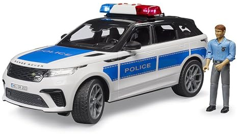 bruder 02890 - Range Rover Velar Polizeifahrzeug mit Polizist - 1:16 Fahrzeuge, Einsatzwagen, Polizeiauto, Streifenwagen, Einsatzfahrzeuge, Spielzeug ab 4 Jahre