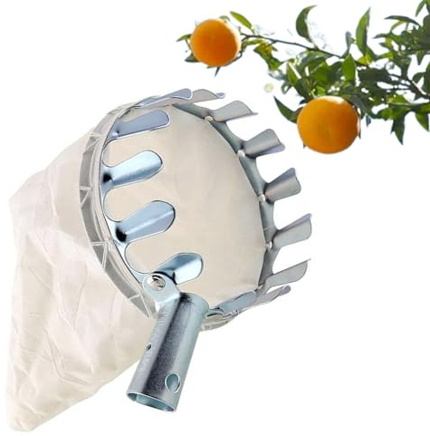 Obstpflücker,Apfelpflücker,Metall Kirschpflücker, Pflaumenpflücker,schonendes pflücken,Obstpflücker mit Stoffbeutel, Praktischer Erntehelfer,für die Ernteernte Apfel Orangen Pfirsichbirne Kirschen