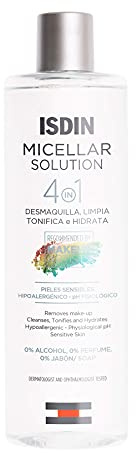 ISDIN DE Micellar Solution 4-in-1 Mizellenwasser (400ml) entfernt Make-up, reinigt, tonifiziert und spendet Feuchtigkeit