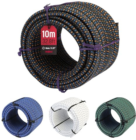 MAGMA Elastisches Seil Bungee-Seil für Schwimmbadabdeckungen 8mm, 25m. Gummiseil für Schwimmbad, Angeln, Segeln, Bootfahren, Camping, Tarpaulin-Planen, Innen, Außen, Küche, Werkstatt, Garten (Schwarz)