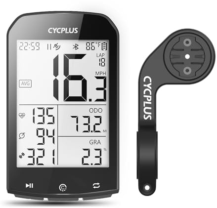 CYCPLUS M1 GPS Fahrradcomputer, Bluetooth & ANT+, 60h Akkulaufzeit | 2,9 LCD Bildschirm, IPX6 wasserdicht, 4 Satelliten GPS, Auto-Hintergrundbeleuchtung, CYCPLUS Fit & Strava