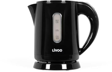 Livoo - Mini Wasserkocher 0,8 L DOD114N - 800ml, 900-1100W, 360° Basis, Schwarz