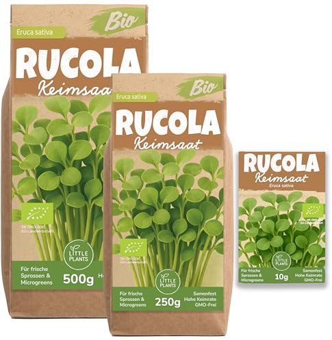 Little Plants Bio Rucola Sprossen Samen [250g] - Rucola-Samen - Rucolasprossen & Microgreens zum Keimen (inkl. Ebook)