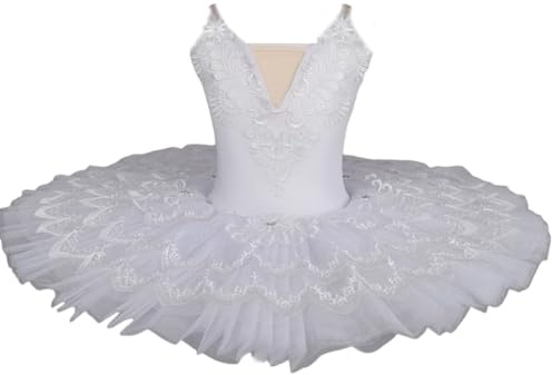 OTMYIGO Weiß,130, Kinder Ballett Professionelle Tutu Kinder Schwanensee Pfannkuchen Tutu Mädchen Ballerina Kostüme Tanz Tutu Ballett