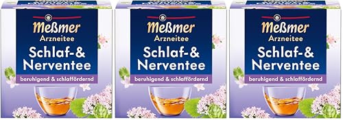 Meßmer Schlaf- & Nerventee | beruhigend & schlaffördernd | 9 Teebeutel | Glutenfrei | Laktosefrei | Vegan (Packung mit 3)