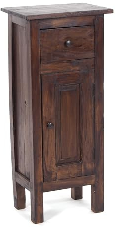 DESIGN DELIGHTS Holz FLURSCHRANK Plant 80 | 80x36x25cm (HxBxT), Mahagoni Recyclingholz | Shabby Chic Telefontisch | Farbe: 03 Dunkelbraun