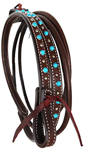 CHALLENGER Horse Western 66RT20TR Contest Barrell Lederzügel, Türkisbraun, 2,4 m