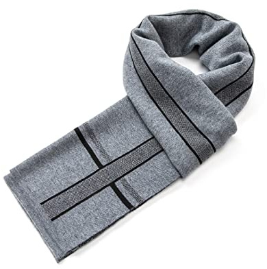 Villand Luxuriöser Merinowolle Gestreifter Herren Schal - Geschenkbox Eingewickelt Winter Weiche Warme Dicke Strickkrawatte für Herren