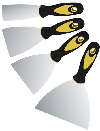 4 Stücke Spachtel Set, Stainless steel scraper Flächenspachtel mit Kunststoffgriff für Tapetenentferner, Trockenbau & Acrylmalerei, (2 Zoll; 3 Zoll; 4 Zoll; 5 Zoll)