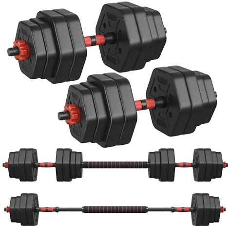 SONGMICS Hantelset, Hanteln mit Verbindungsstange, Hexagon, Kurzhantelset, 30 kg, für Workout, Fitnesstraining, Gewichtheben für Zuhause, Fitnessstudio, tintenschwarz SYL300B01