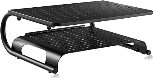 Suptek Monitorhalterung für PC, Computer, iMac, PC, max. 20 kg – Halterungen und Erhöhungen für Bildschirme, Zubehör für PC, Aufbewahrung, Schreibtisch, 2 Fächer, MST002