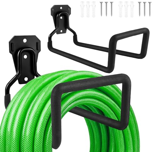 Muyohix Gartenschlauch Halterung, 2 Stück Schlauchhalter Wand Metall, Gartenschlauchhalter, Schlauch Wandhalterung, Schlauch Aufhängung, Wasserschlauch Halterung für Wasserschlauch, Verlängerungskabel