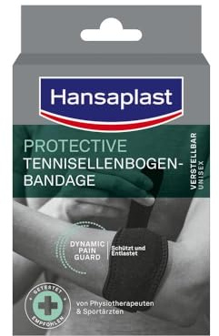 Hansaplast Protective Tennisellenbogen-Bandage, stützende Bandage schont & unterstützt den Arm, Ellenbogen-Bandage passend für rechten & linken Ellenbogen, Einheitsgröße – Verstellbar