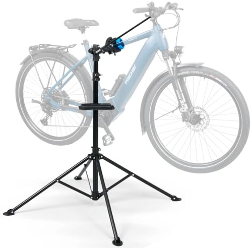 FISCHER Fahrradmontageständer | Reparaturständer | 4-beiniger Stativfuß | klappbar und höhenverstellbar | stabil mit festem Stand