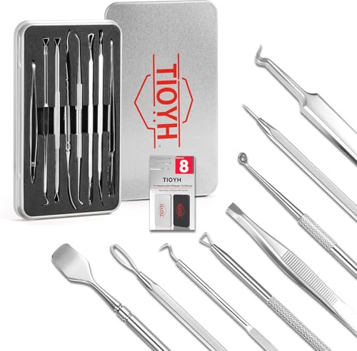 Mitesserentferner Komedonenquetscher Set,Mitesser Entferner,Hochwertiger Blackhead Remover,Akne Entferner, Pinzetten Set mit Metallgehäuse(Silber)