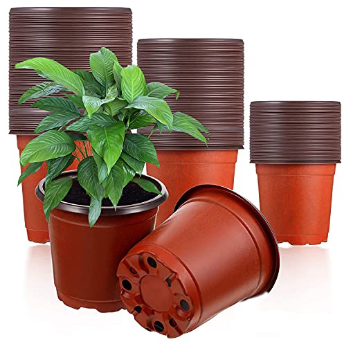 GGOUPTY Pflanzentöpfe aus Kunststoff 100 Stück 9 cm Anzucht Klein Anzuchttöpfe Blumenkübel Plastik Pflanzcontainer für Gartentöpfe zur Nachtopfen von Sukkulenten und kleinen Pflanzen
