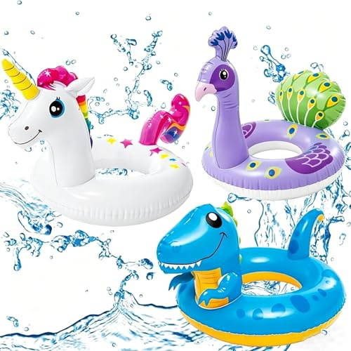 POPOYU 3 Stück Schwimmring Erwachsene,Schwimmring Kinder,Aufblasbare Badetiere Pool,35.8/30 GroßPool Float Swimmingpool-Schwimmer,Sommer Wasser Schwimmreifen für Schwimmbad-Partydekorationen
