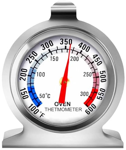 Backofenthermometer 50-300°C/100-600°F, Backofen, Grill, Fritteuse, Räucherkammer, analoges Thermometer, sofort ablesbar, aus Edelstahl, für die Küche (1)