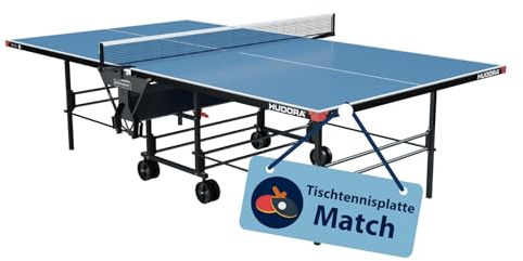 HUDORA Tischtennisplatte Match - robuste Tischtennisplatte Outdoor & Indoor - hochwertige Tischtennisplatte klappbar & wetterfest - Ping Pong Platte für noch mehr Spiel-Komfort