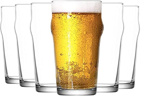 LAV Noniq - Pint-Gläser - Klassische „No Nick“-Kneipengläser - 570 ml - 6 Biergläser