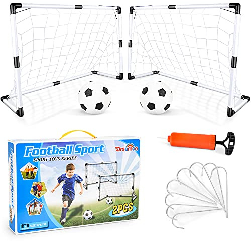 2er Set Kinder Fußballtore mit Fußball,Tore und Pumpe Fussball Interaktiv Minitore Spielzeug Sportspaß für Garten Indoor