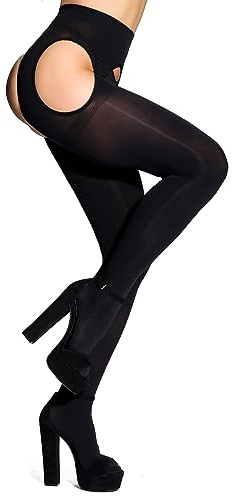 Surepoch Damen-Strumpfhose im Strapsen-Design, Übergröße, Strapsgürtel, figurformend, Weiß, Schwarz, 3XL-4XL