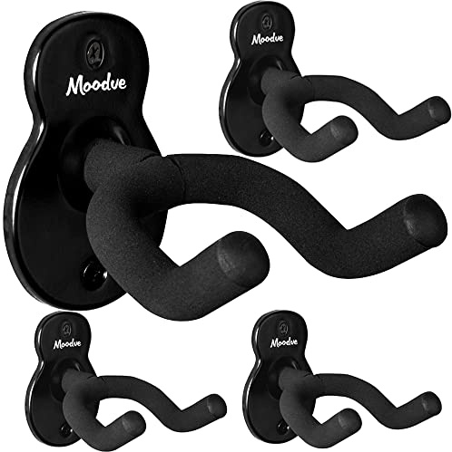 Moodve Gitarren-Wandhalterung, Metall, Gitarrenform, Wandaufhängung, schwarzer Gitarrenhalter, Ständer für Bass, E-Akustikgitarre, Ukulele (Gitarrenform)