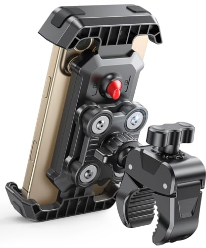 CIRYCASE Handyhalterung Motorrad [2026 Upgrade Vibrationsgedämpft], Handyhalterung Fahrrad, 360° Drehbar & Schnellverschluss Lenker Handyhalter Ständer Kompatibel mit iPhone, 4.7-6.8'' Smartphone