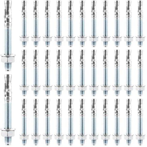 LOLYSIC 35 Stück Schwerlastdübel M10 x 90mm Schwerlastanker, Verzinkt Betonanker M10 Schwerlastanker Edelstahl Schwerlast Bolzenanker m10, Keilanker Ankerbolzen Blitzdübel für Boten, Trockenbau