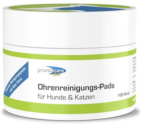 Prontocare-Vet Ohrenreinigungs-Pads für Hunde und Katzen 100 STK. | zuverlässige Pflege & Schutz - Fingerpads zur Ohrenreinigung und Hygiene bei Ohrenentzündungen.